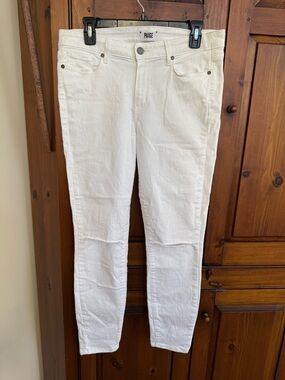 PAIGE Size 31 Optic White With Knees Slashed Verdugo Skinny Ankle Jeans NWOT